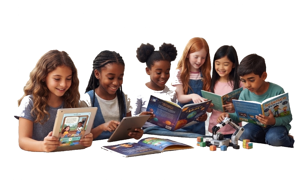 Des enfants qui lisent et apprennent